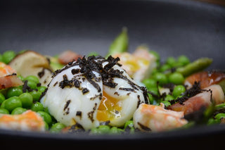 SALTEADO DE VERDURAS Y CIGALAS CON HUEVOS Y TRUFA